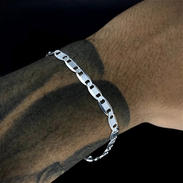 Pulseira Piastrine - F100 - 5mm - 5.2g - 21cm - Prata 925