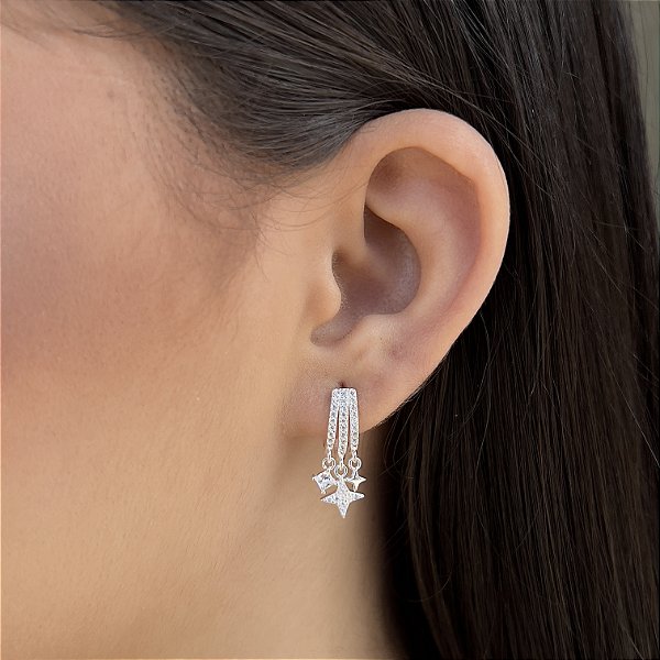 Argola Estrela Cravejada - Prata 925 - MB500-3485