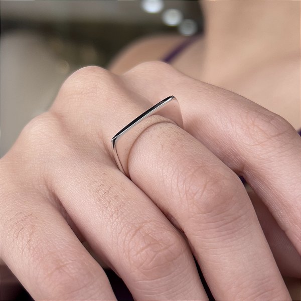 Anel Quadrado Liso Prata 925 - MA153-3281