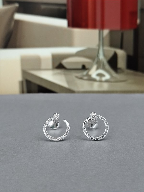 Brinco Prego Cravejado - Prata 925 - MB534-1742
