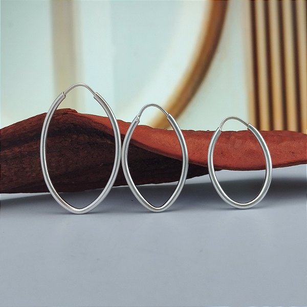 Trio Argolas Oval - Prata 925 - 19mm - 15mm - 13mm
