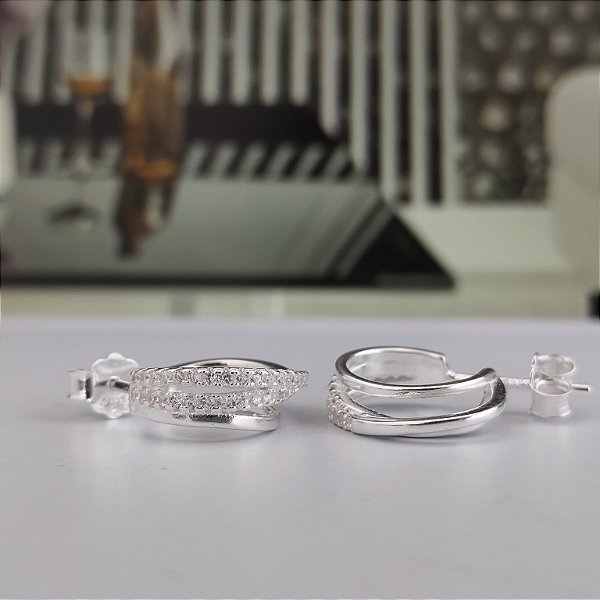 Argola Cravejada 16 mm - Prata 925 - MB564-3485
