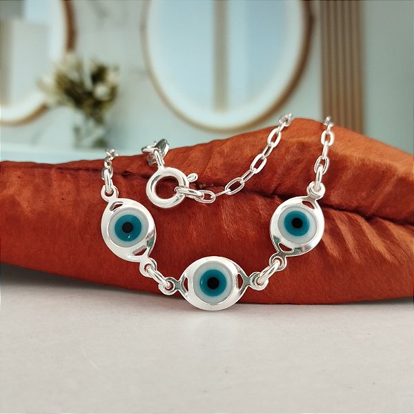 Gargantilha Choker Com Olho Grego - Prata 925