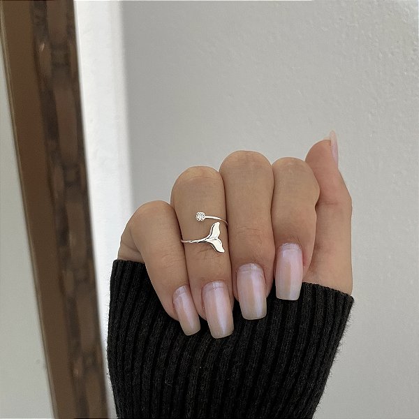 Anel Rabo de Baleia + Pedra Zirconia Prata 925
