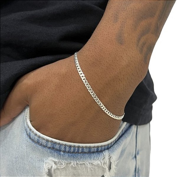 Pulseira Grumet  - 3mm - 2.6g - 21.5cm - Prata 925