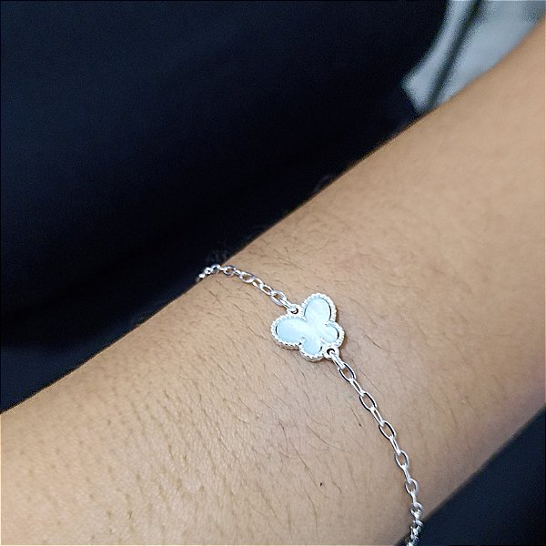 Pulseira Com Borboleta Azul Claro - Prata 925