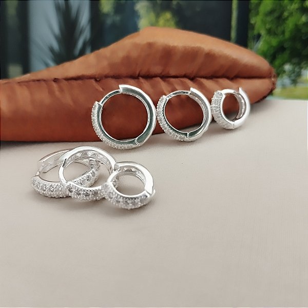 Trio Argolas Cravejada - Prata 925 -MB724-75187