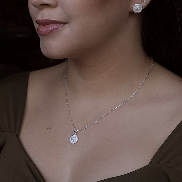 Conjunto Redondo Com Zircônias - Prata 925 - MCJ76-54135