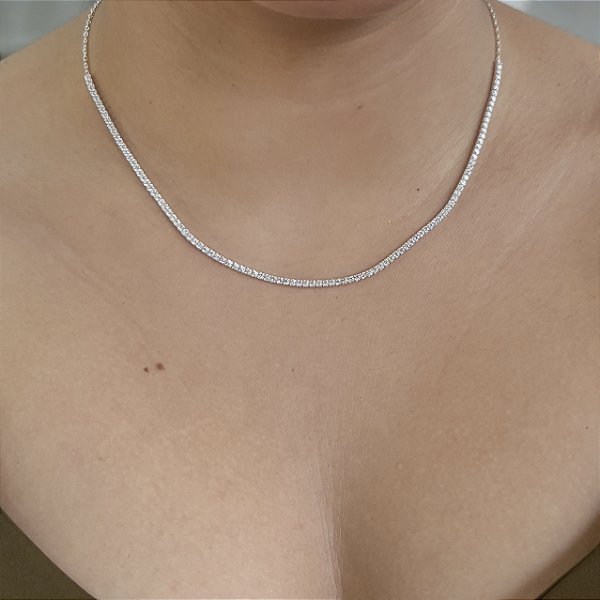 Gargantilha Choker Riviera - Prata 925 -MC518-56140-  (Com Ródio)