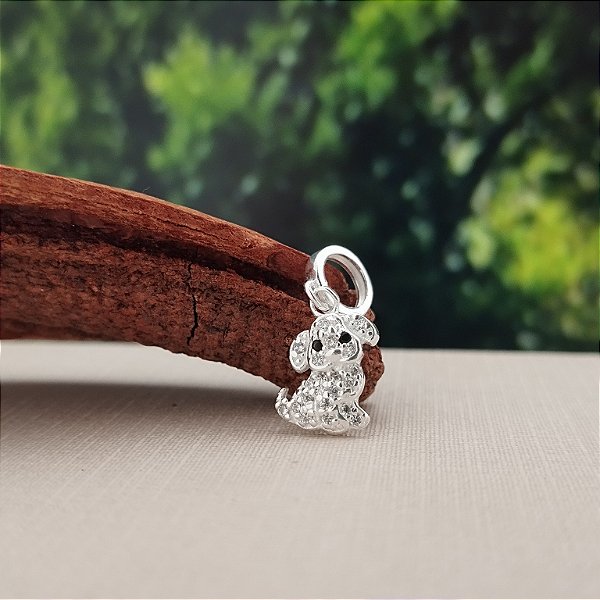 Berloque Cachorro Cravejado - Prata 925 - BL194-1436