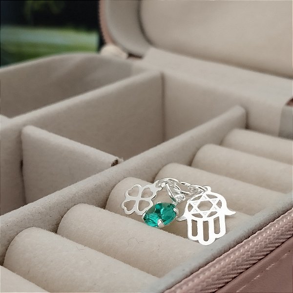 Pingente Patuá ( Mão de Fátima, Ponto de Luz e Trevo)- Prata 925 -PG196-1231