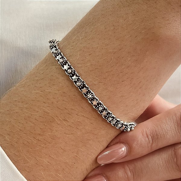 Pulseira Bali Pikun Estrela - Prata 925 - Cor Envelhecida -MP443-115287