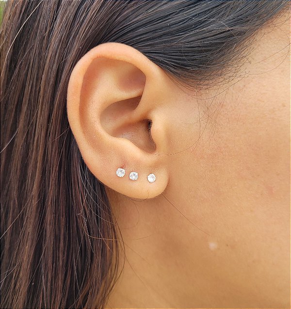 Trio Ponto de Luz - Pedra Zircônia - Prata 925- MB834-0923