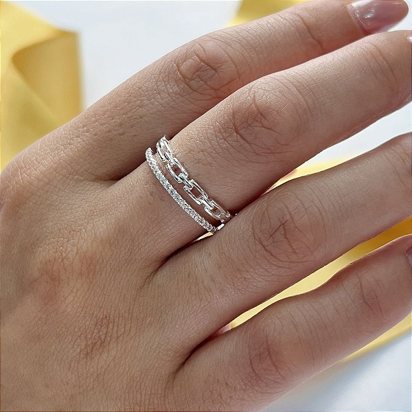 Anel Duplo Elos Com Zircônias -MA223-2972