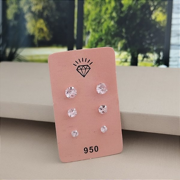 Trio Pedra Rosa Bebê Prata 925 - MB847-1025