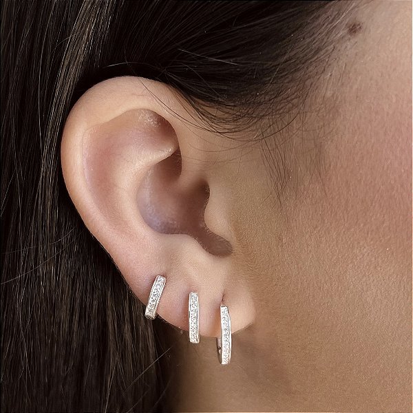 Trio de Argolas Cravejadas - Prata 925 - MB852-70175