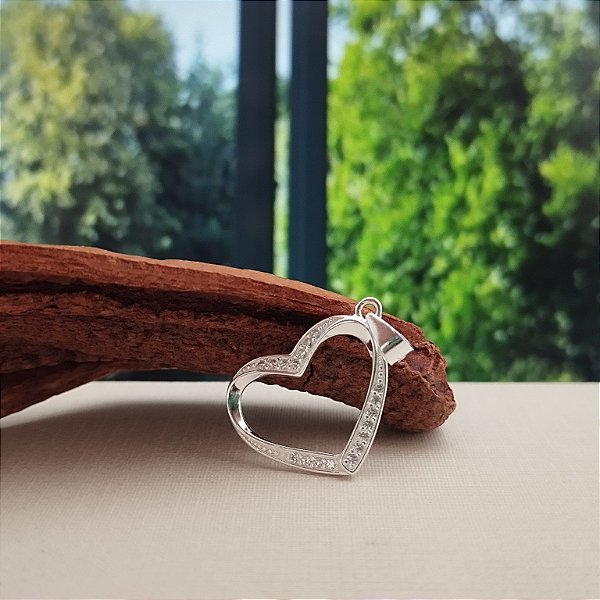 Pingente Coração Cravejado - Prata 925 -PG222-1432