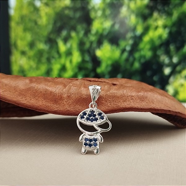 Pingente Menino Cravejado- Prata 925 -14mm- PG226-1435