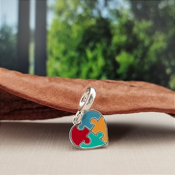 Berloque Coração Símbolo Autismo - Prata 925 -BL220-2152