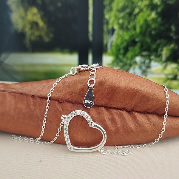 Pulseira Coração Semi Cravejado - Prata 925 - MP452-2255