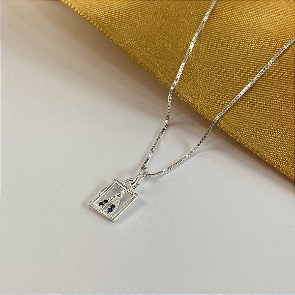 Gargantilha N.S Aparecida Com Zircônias - Prata 925