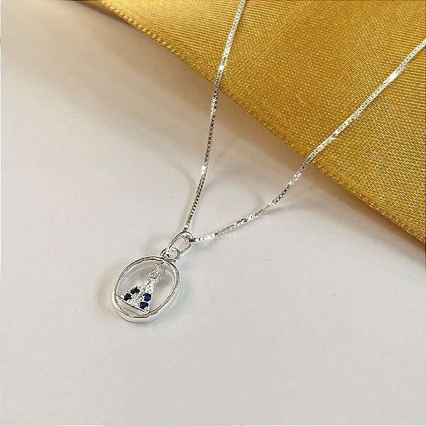 Gargantilha N.S Aparecida Com Zircônias - Prata 925