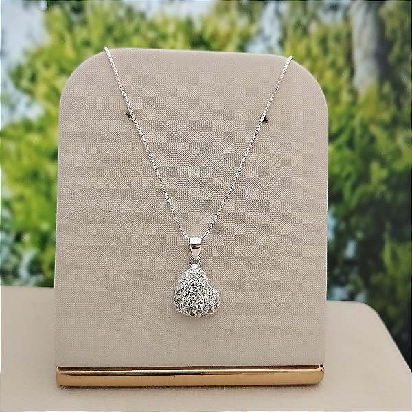 Gargantilha Coração Cravejado - Prata 925