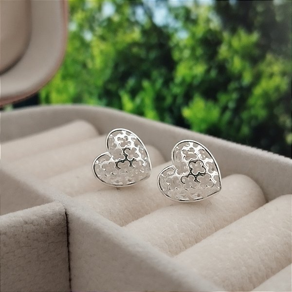 Brinco Coração em Filigrama - Prata 925 - MB865-2768