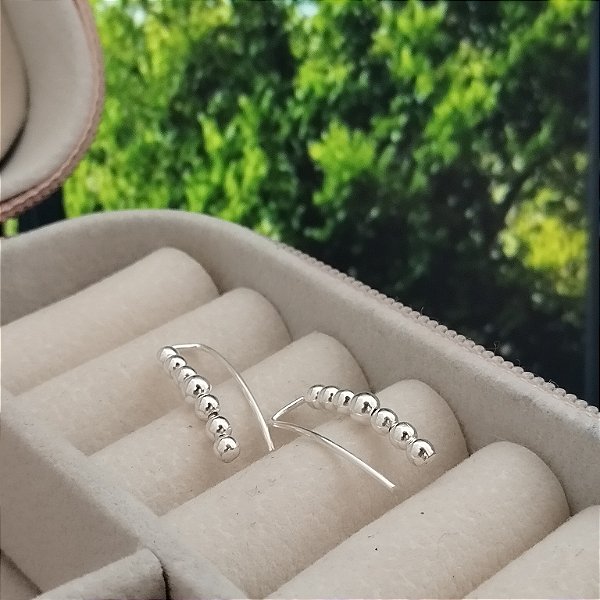 Brinco Ear Cuff de Bolinhas - Prata 925 - MB866-1744