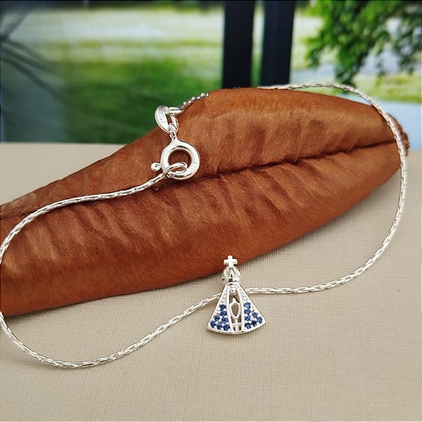Pulseira Feminina Com N.S Aparecida Cravejada - Prata 925 - MP477-2665