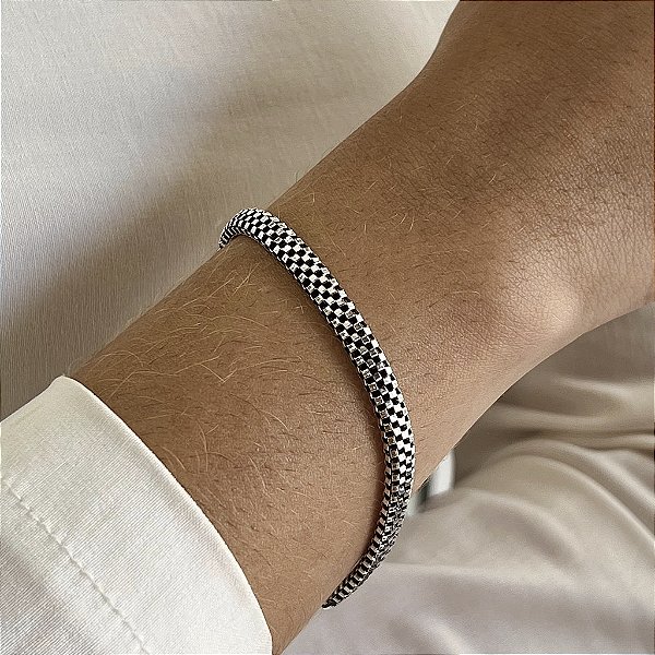 Pulseira Esteira Bali Pikun - Prata 925 - Cor Envelhecida - MP479-87219