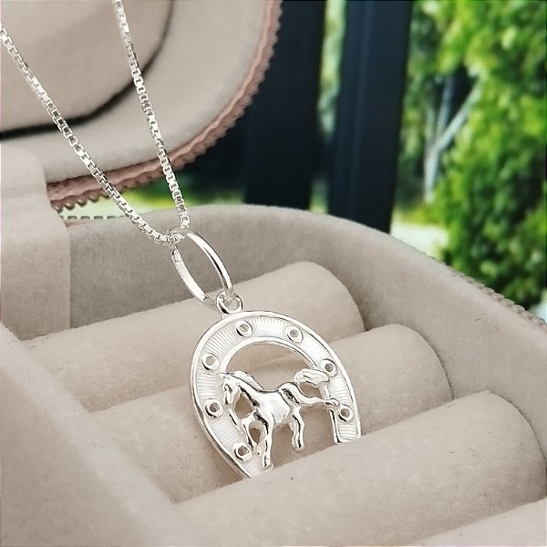 Gargantilha Ferradura com Cavalo - Prata 925 - MC597-2460