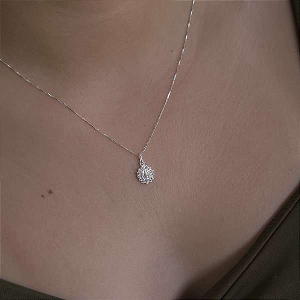 Gargantilha N.S das Graças Com Zircônias - Prata 925 - MC602-2767