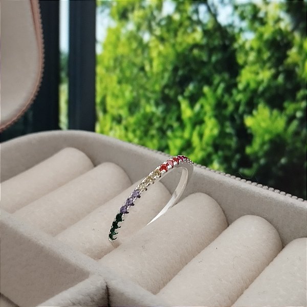 Anel Com Zircônias Multicor - Prata 925 -MA231-1948