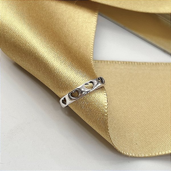 Anel Para Pé Ajustável Corações Vazados (Cor Envelhecida) - Prata 925 -MA235-1538