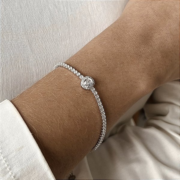 Pulseira Riviera Com Pedras Swarovski - Prata 925 - (Com Ródio) - MP503-61149
