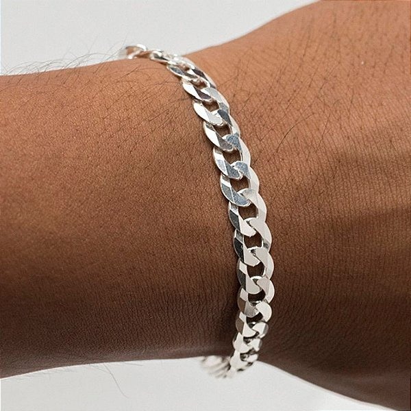 Pulseira Masculina Elo Grumet - 8mm - Prata 925 -MP505-142286