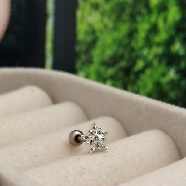 Piercing Tragus Estrela Com Zircônia - (Unidade) - Prata 925 - MB891-0923