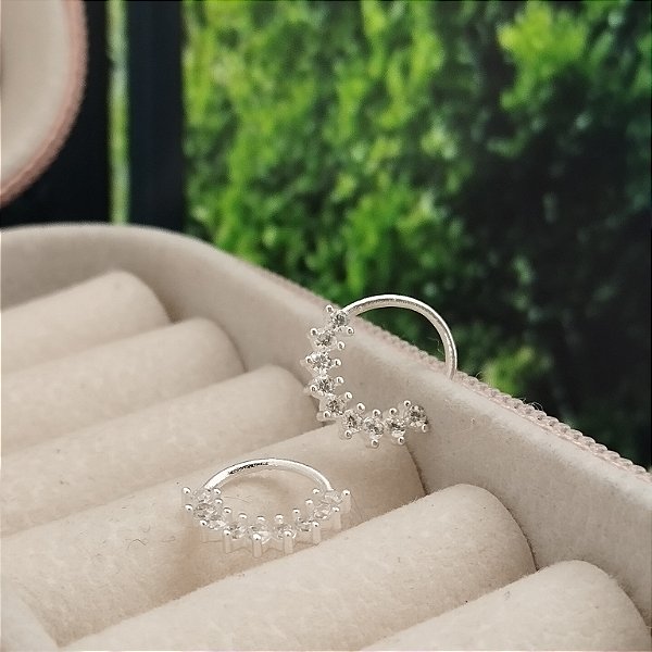 Piercing Argola Com Zircônias- Prata 925- MB893-922