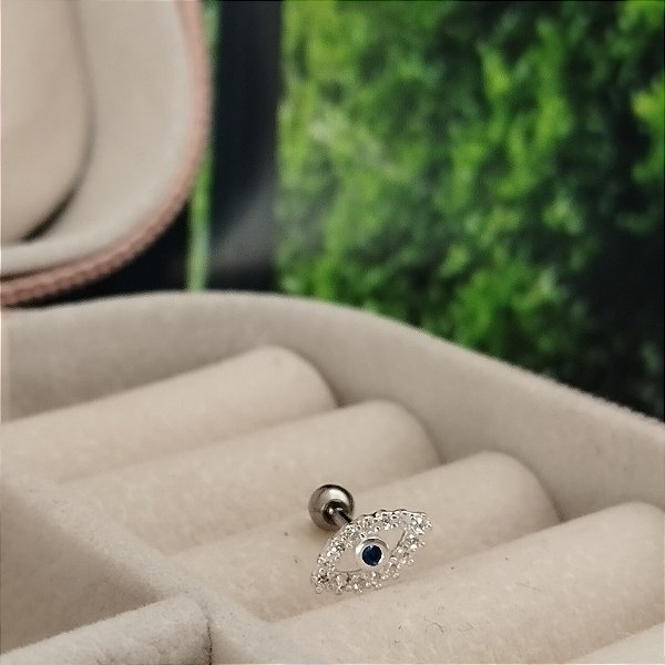 Piercing Tragus Olho Grego Com Zircônias - (Unidade) - Prata 925 -MB894-0923
