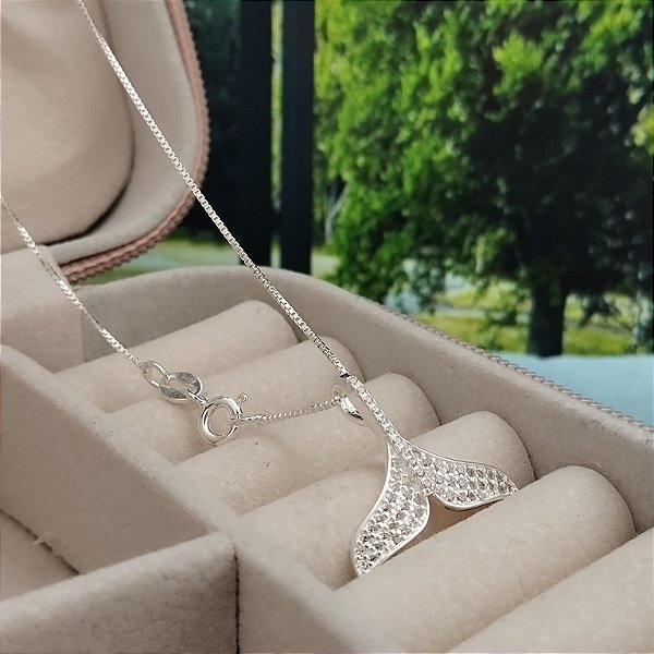 Gargantilha Rabo de Baleia Cravejada - Prata 925- MC624-2974