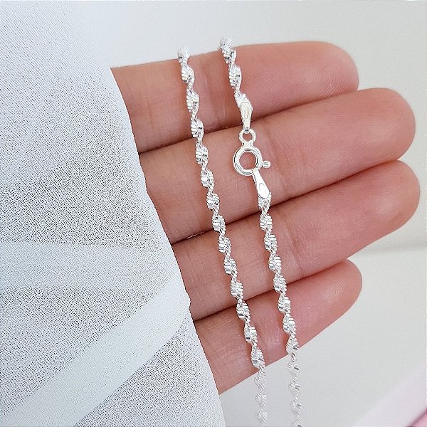 Gargantilha Laminada Fio Torcido-Prata 925- 45cm -MC630-48120