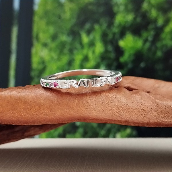 Anel Gratidão Com Zircônias - Prata 925 -MA238-2255