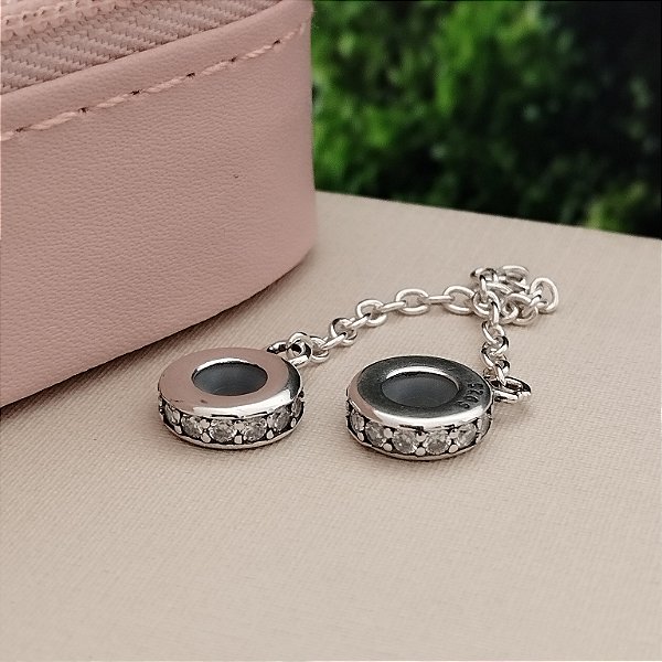 Berloque Trava De Segurança Cravejada Com Ródio - Prata 925 -BL233-3587