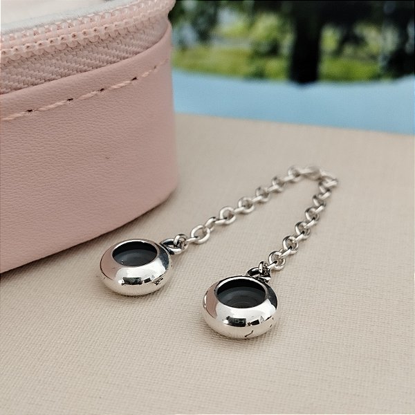 Berloque Trava De Segurança Lisa Com Ródio - 9mm - Prata 925 -BL234-2872