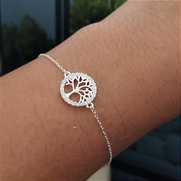 Pulseira Arvore da Vida Cravejado Com Zircônias - Prata 925 -MP512-2255