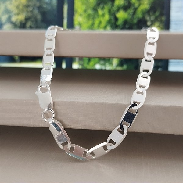 Corrente Tampinha Flat - F180 -5mm - 13g - 60cm - Prata 925- MC645-156390