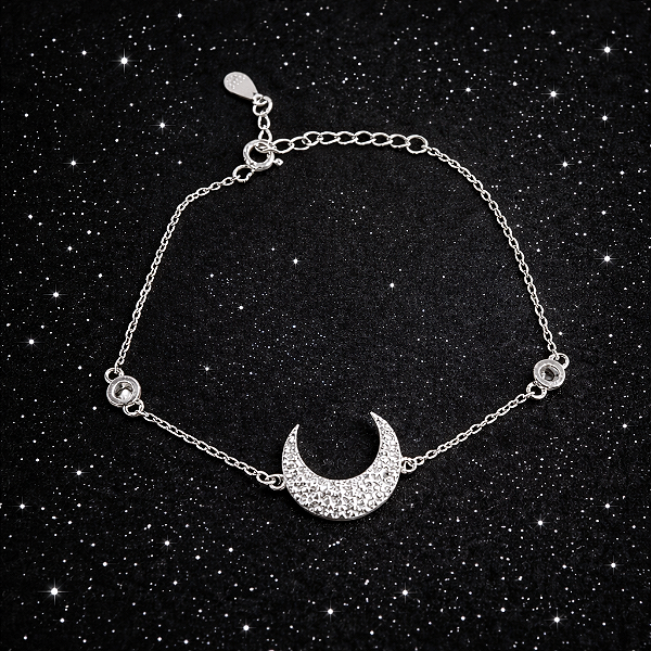 Pulseira Lua Cravejada - Prata 925