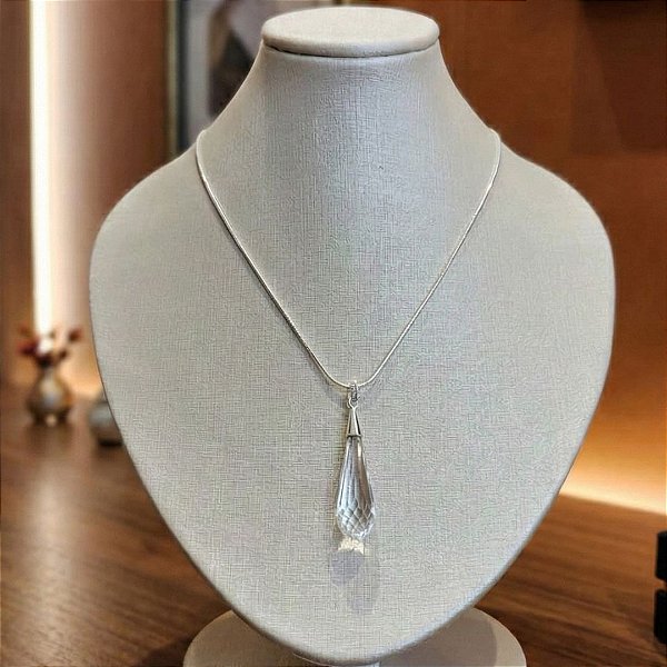 Gargantilha com Pingente Gota Cristal - Prata 925 - MC650-82205