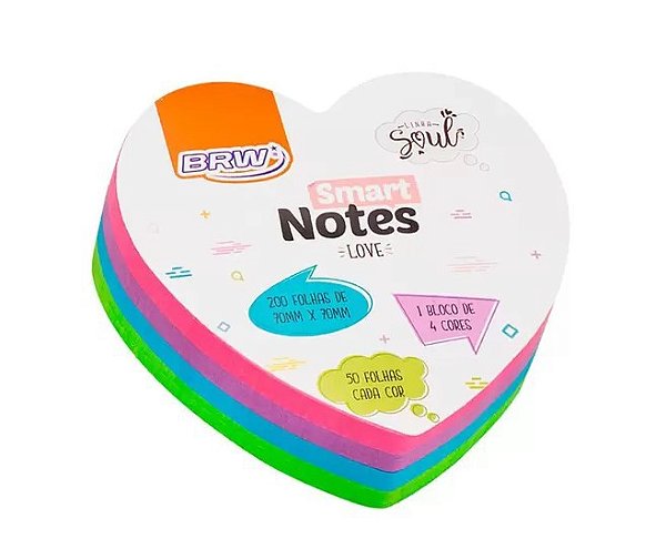 Bloco Adesivo Soul Colorido Coração - BRW